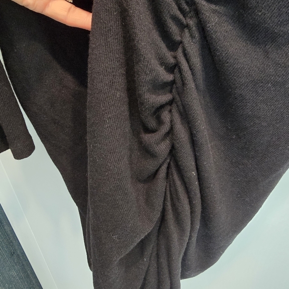 Reformation "Cotton Comfy" stretch fabric Black Draped Long Sleeve Dress XL - Picture 7 of 12